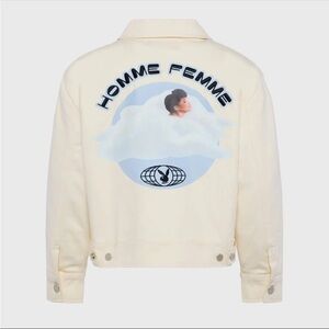 Homme Femme x Playboy Fantasy Jacket white cream men’s graphic NWT Sz S $295